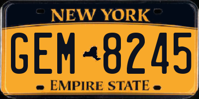 NY license plate GEM8245
