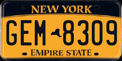 NY license plate GEM8309