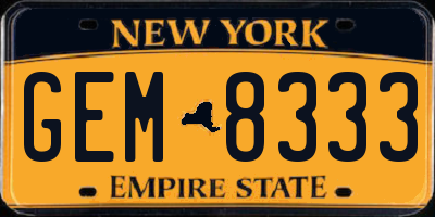 NY license plate GEM8333