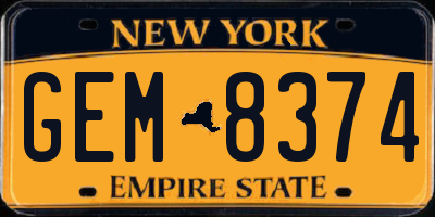 NY license plate GEM8374