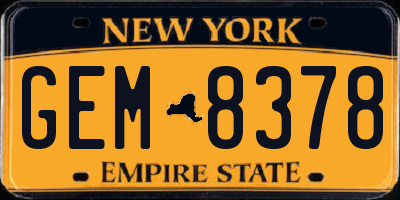 NY license plate GEM8378