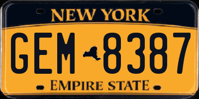 NY license plate GEM8387