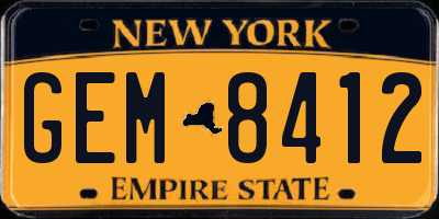 NY license plate GEM8412