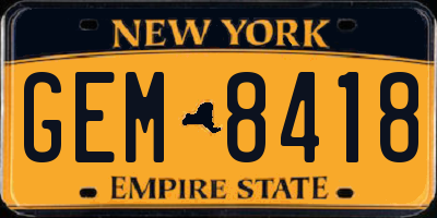 NY license plate GEM8418
