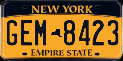 NY license plate GEM8423