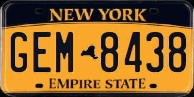 NY license plate GEM8438