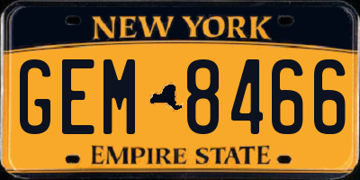 NY license plate GEM8466