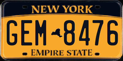 NY license plate GEM8476