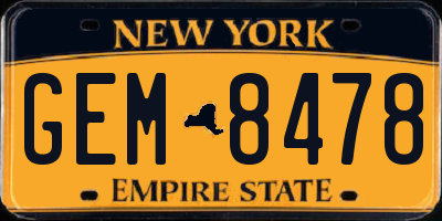 NY license plate GEM8478