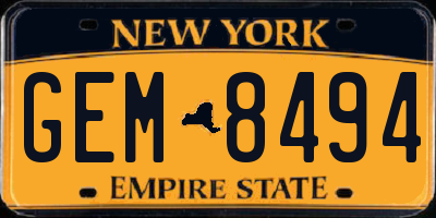 NY license plate GEM8494