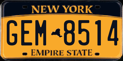 NY license plate GEM8514