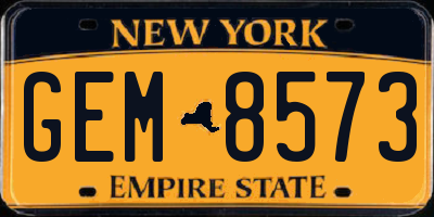 NY license plate GEM8573