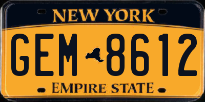 NY license plate GEM8612