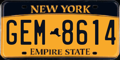 NY license plate GEM8614