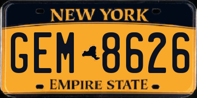 NY license plate GEM8626