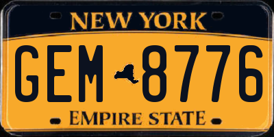 NY license plate GEM8776