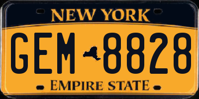 NY license plate GEM8828