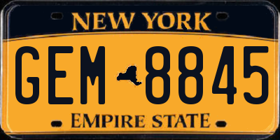 NY license plate GEM8845