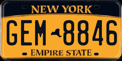 NY license plate GEM8846