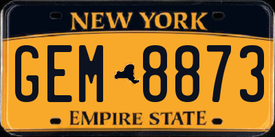NY license plate GEM8873
