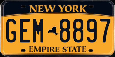 NY license plate GEM8897