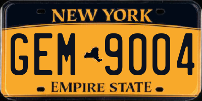 NY license plate GEM9004