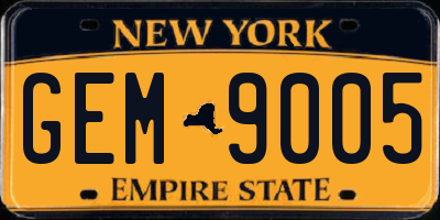 NY license plate GEM9005