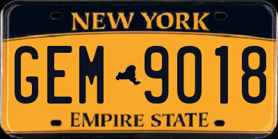 NY license plate GEM9018