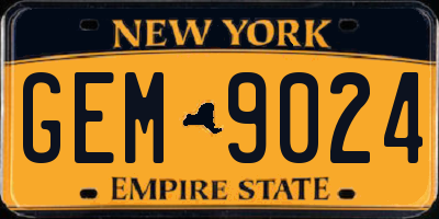 NY license plate GEM9024