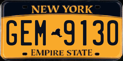 NY license plate GEM9130
