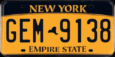 NY license plate GEM9138