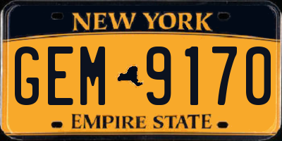 NY license plate GEM9170