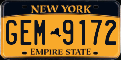NY license plate GEM9172