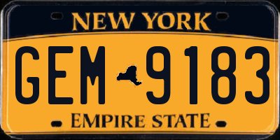 NY license plate GEM9183