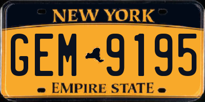 NY license plate GEM9195