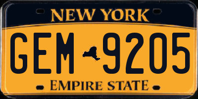 NY license plate GEM9205