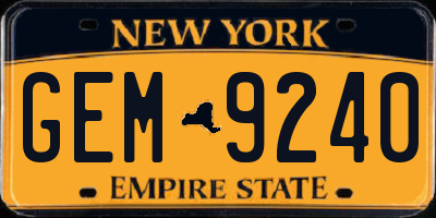 NY license plate GEM9240
