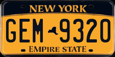 NY license plate GEM9320