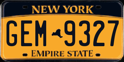NY license plate GEM9327