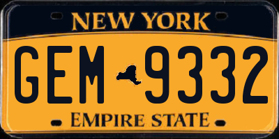 NY license plate GEM9332