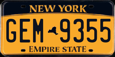 NY license plate GEM9355