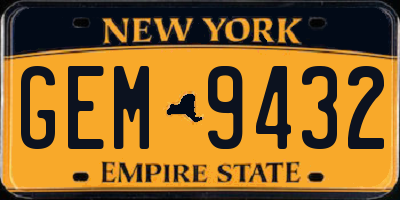 NY license plate GEM9432