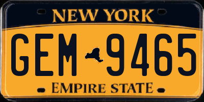 NY license plate GEM9465