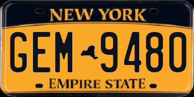 NY license plate GEM9480