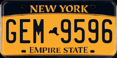 NY license plate GEM9596