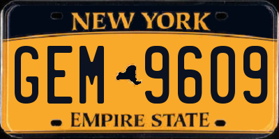 NY license plate GEM9609