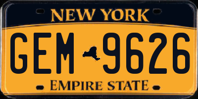 NY license plate GEM9626