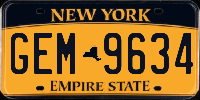 NY license plate GEM9634