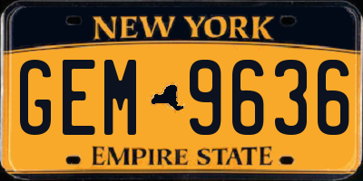 NY license plate GEM9636