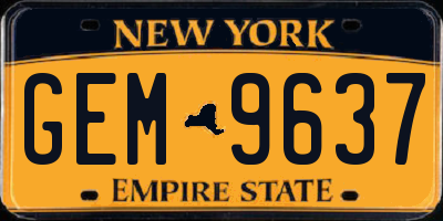 NY license plate GEM9637